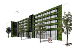 Groene gevel voor kantoorpand Sky Building